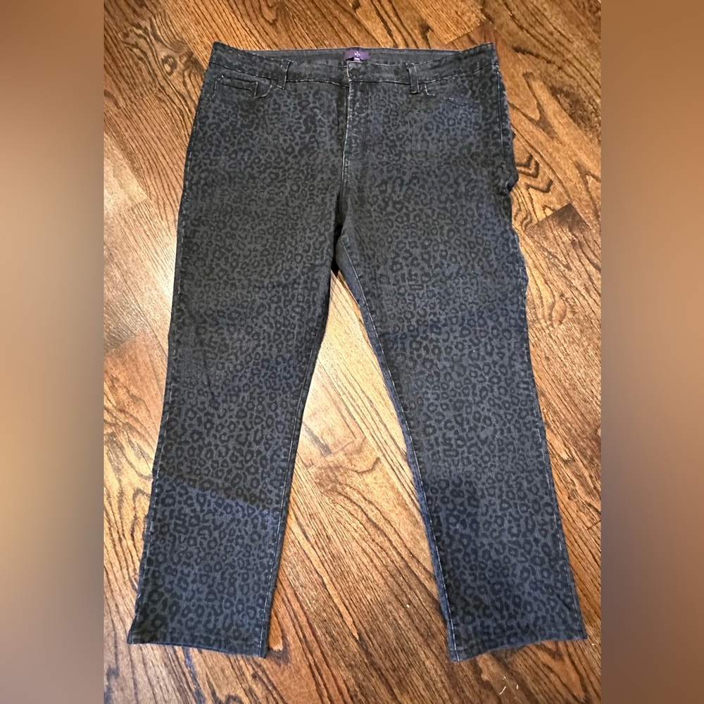 NYDJ Black Leopard Print Jeans